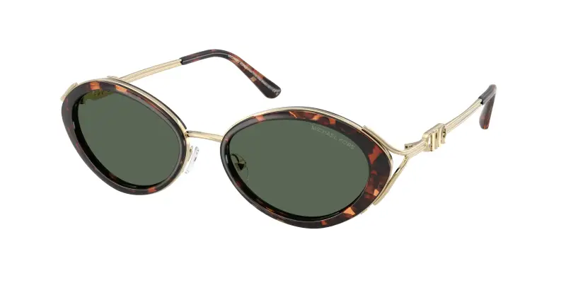 Donna Michael Kors MK1179 KEY WEST 403171 Occhiali da sole Metallo Tartaruga Verde Rotonda Normale