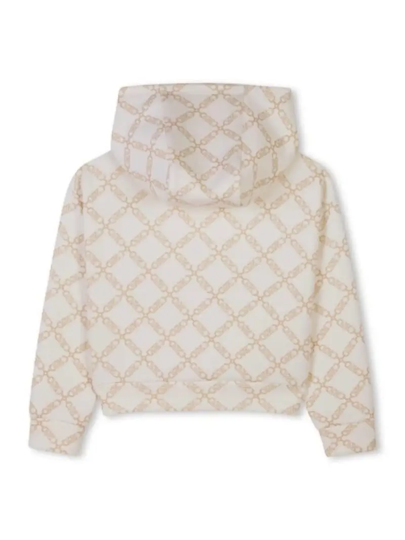 Michael Kors felpa ecru bambina in cotone con cappuccio logo all over miniatura 2