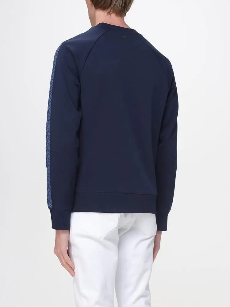 Michael Kors felpa girocollo in cotone blu chiaro con banda logo miniatura 2