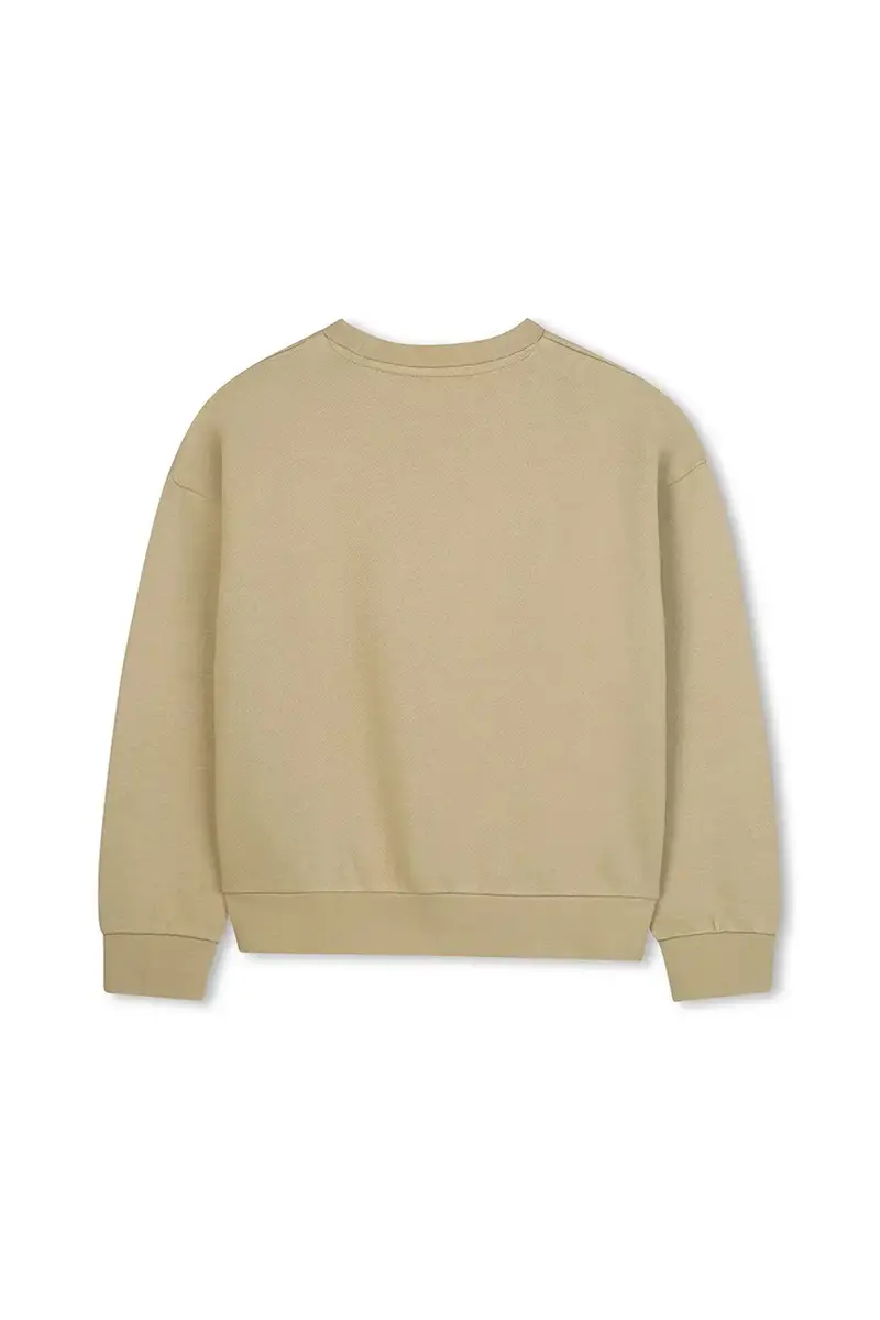 felpa in cotone bambino/a colore beige con applicazione R30469 miniatura 2