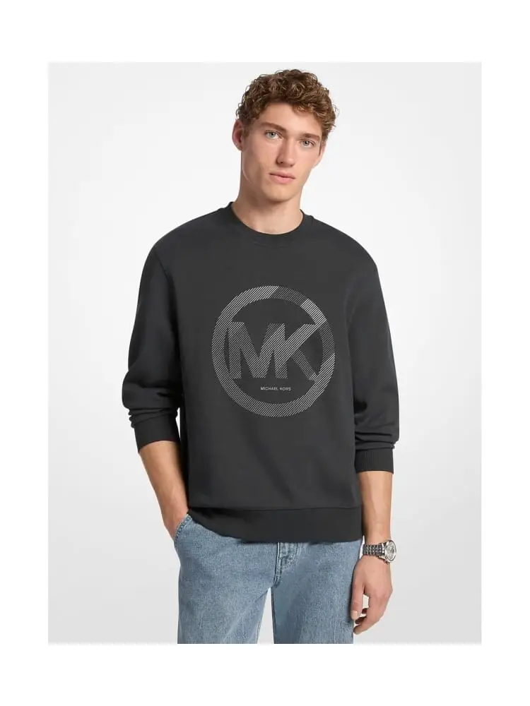 felpa in misto cotone nero con logo in rilievo