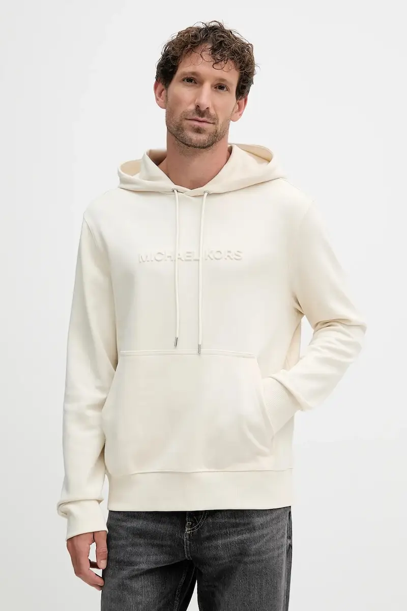 felpa uomo colore grigio con cappuccio con applicazione CR552G25MF Beige