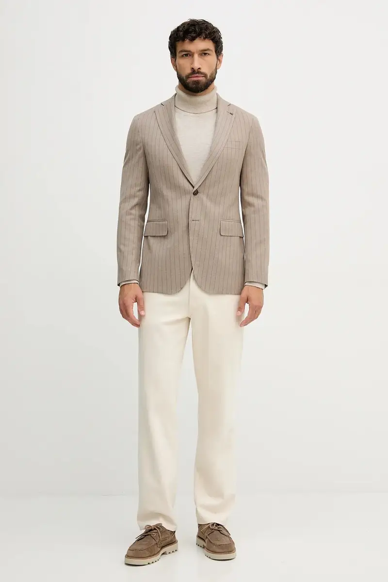 giacca con lana colore beige MK0SB01141 miniatura 2