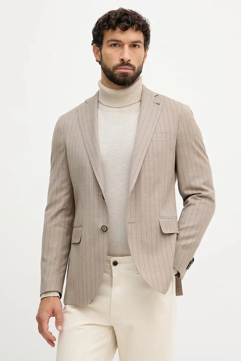 giacca con lana colore beige MK0SB01141 miniatura 3