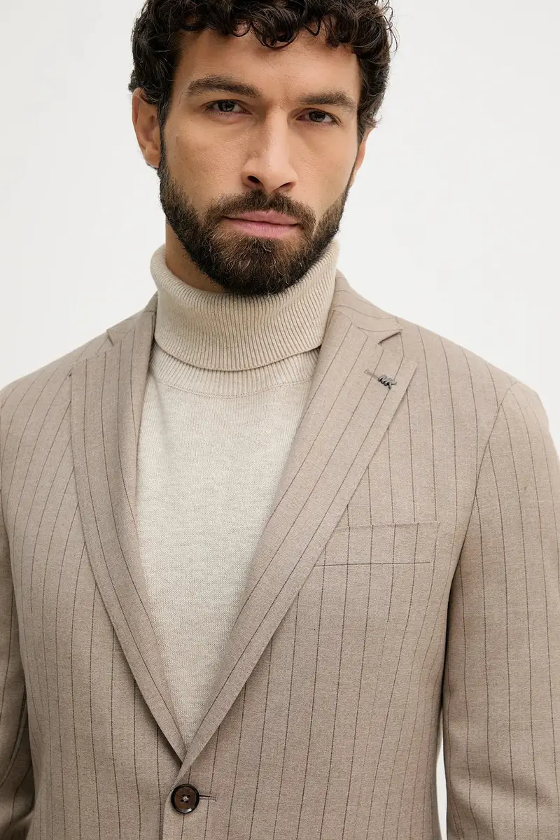 giacca con lana colore beige MK0SB01141 miniatura 5