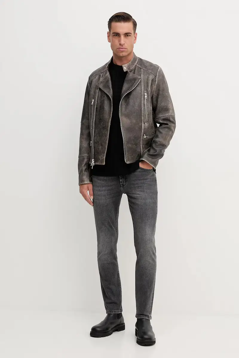 giacca in pelle colore nero CT5800M69T Grigio miniatura 2