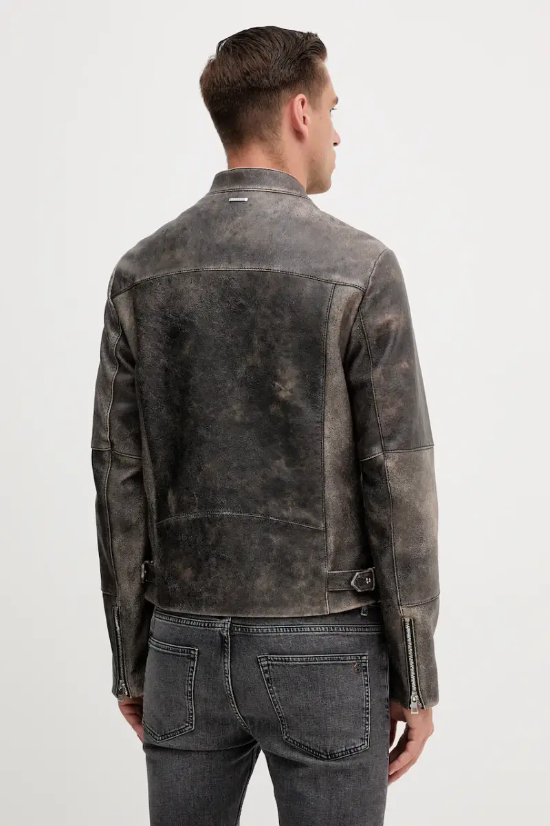 giacca in pelle colore nero CT5800M69T Grigio miniatura 3