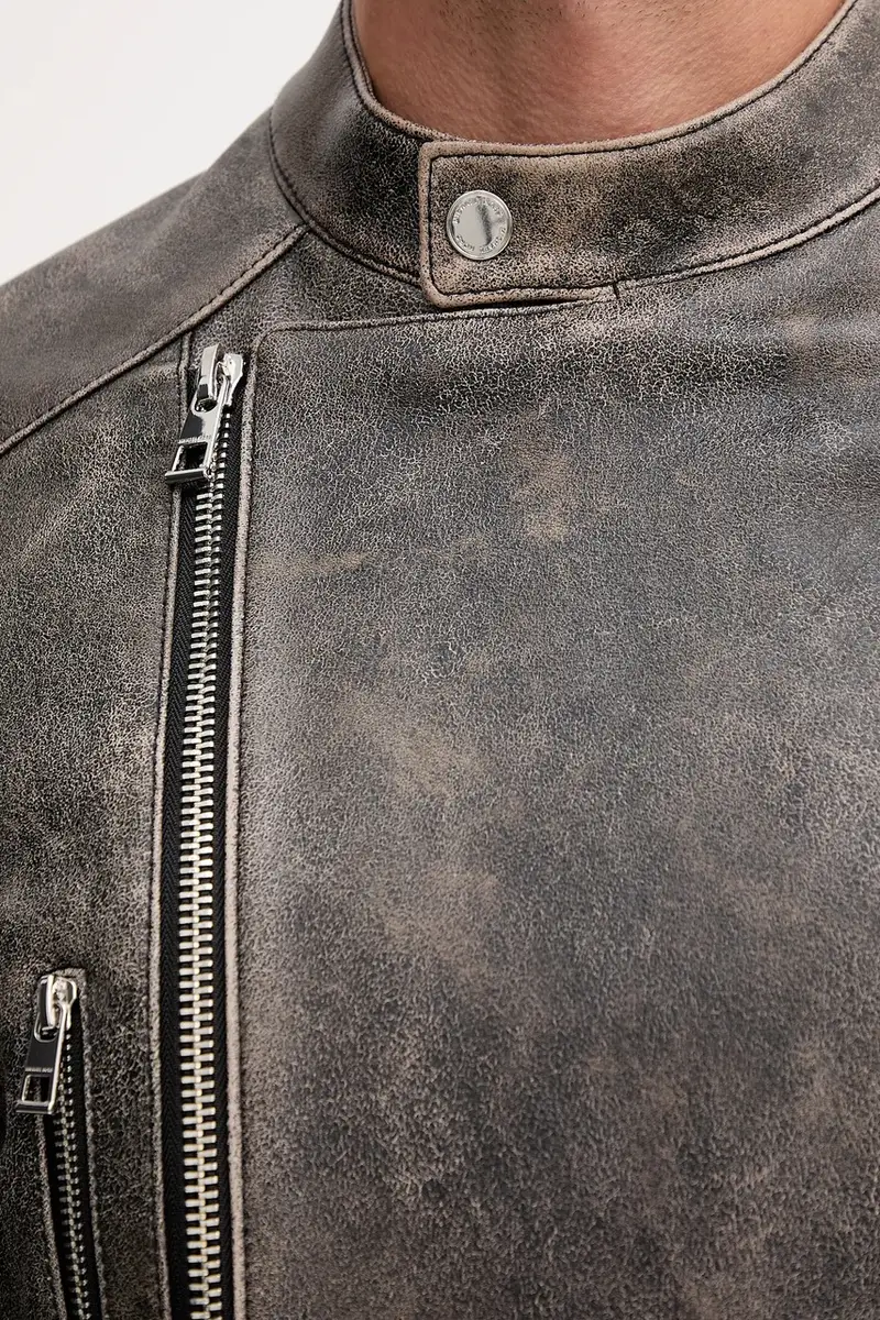 giacca in pelle colore nero CT5800M69T Grigio miniatura 4