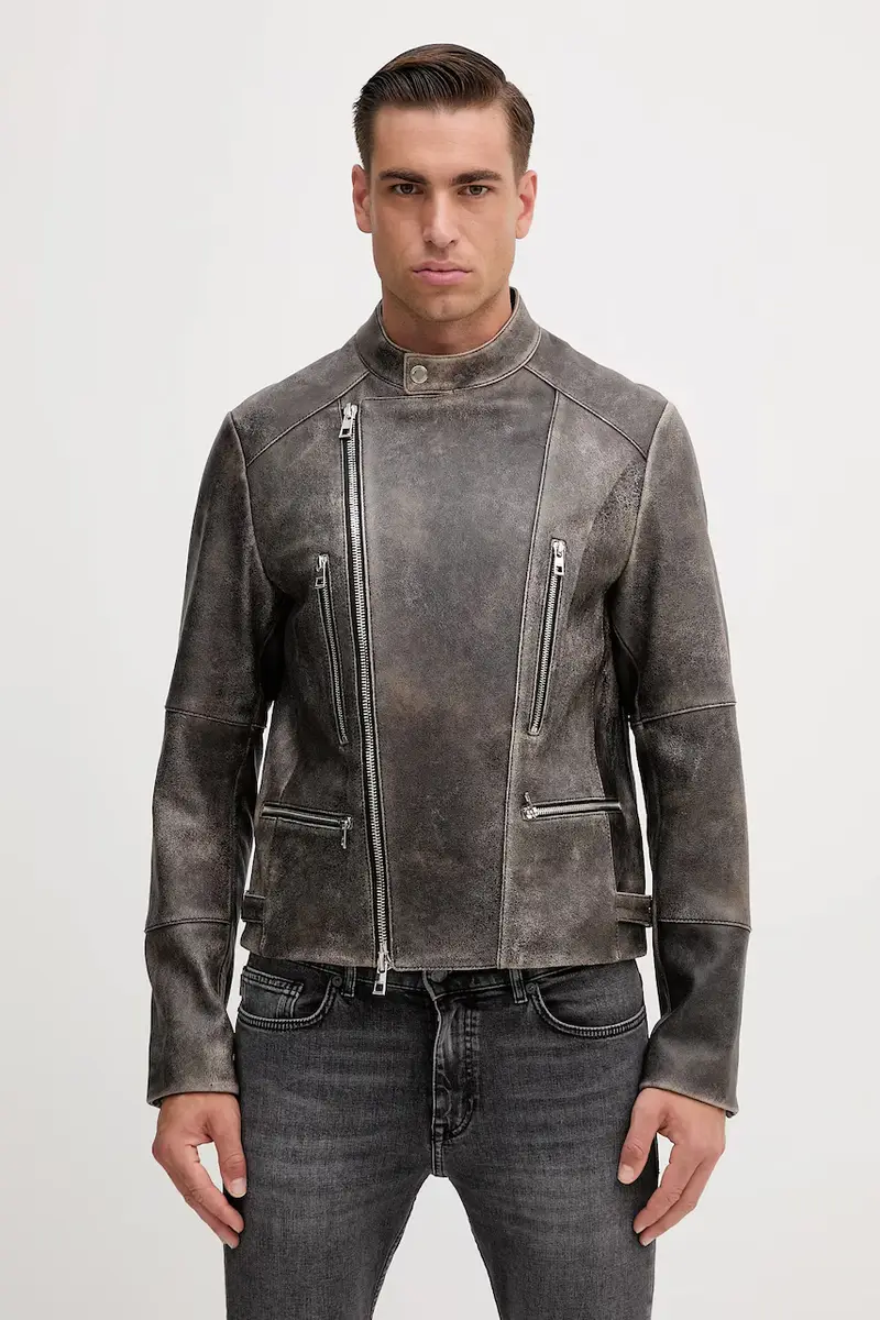 giacca in pelle colore nero CT5800M69T Grigio