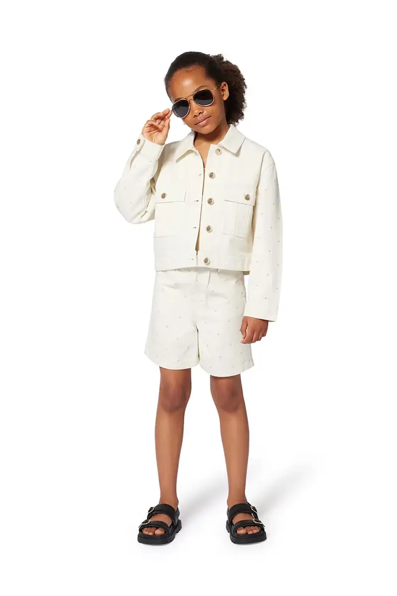 giacca jeans bambino/a colore beige R30293 miniatura 5