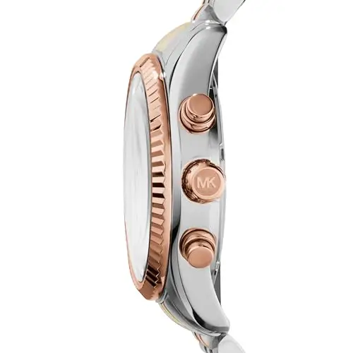 Michael Kors Lexington orologio al quarzo cronografo con cinturino in acciaio inossidabile Argento e tono oro per donna miniatura 2