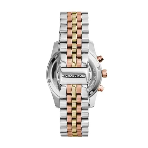 Michael Kors Lexington orologio al quarzo cronografo con cinturino in acciaio inossidabile Argento e tono oro per donna miniatura 3