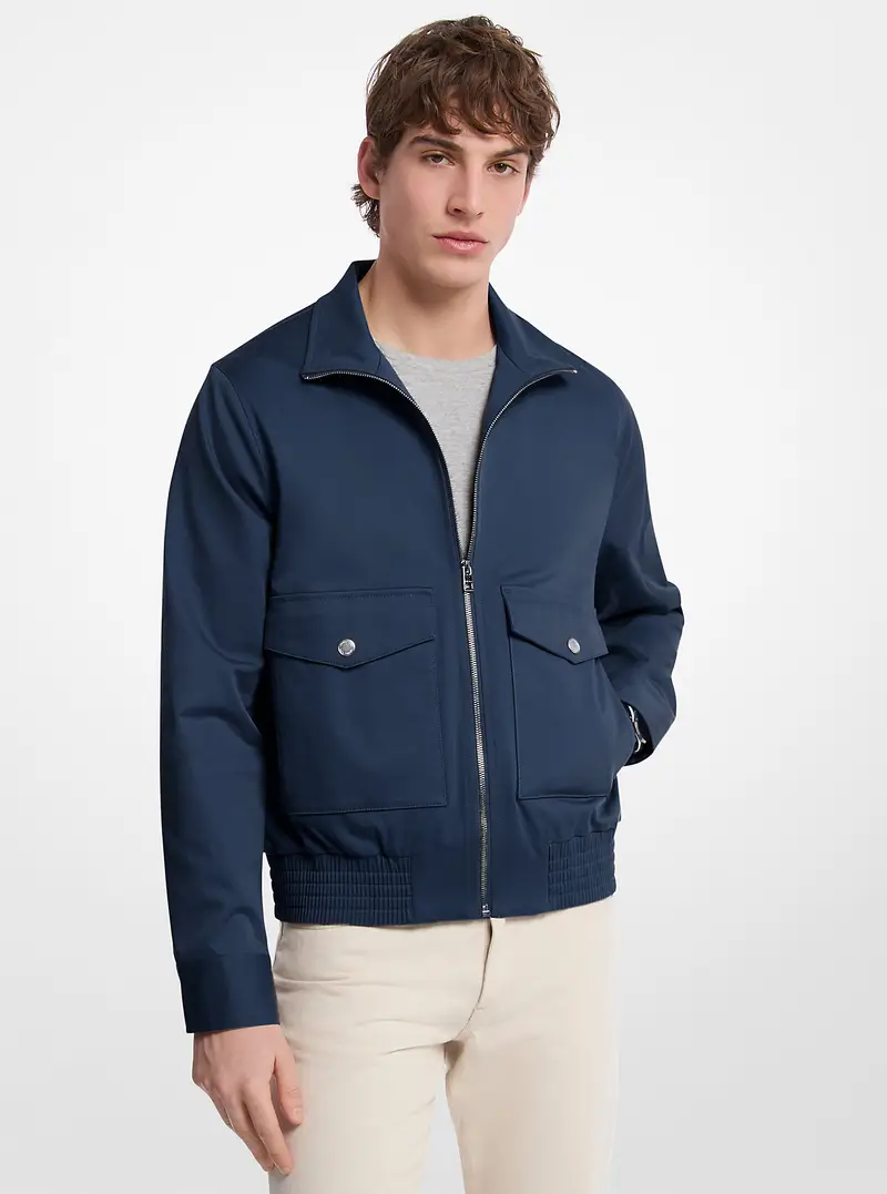 MK Bomber Harrington in cotone stretch - Blu - Michael Kors