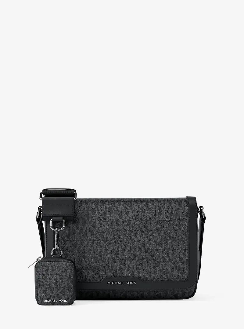 MK Borsa a tracolla Hudson mini con stampa logo e custodia per Apple AirPods Pro® - Nero - Michael Kors