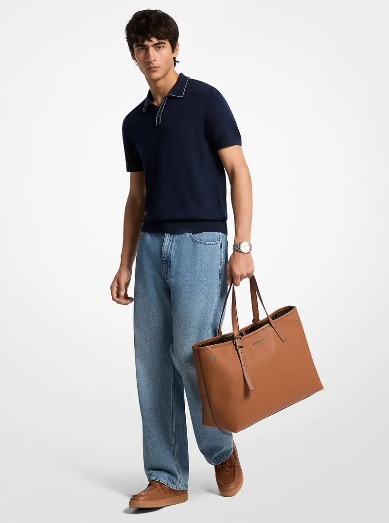 MK Borsa tote Hudson media in pelle martellata - Marrone - Michael Kors miniatura 3