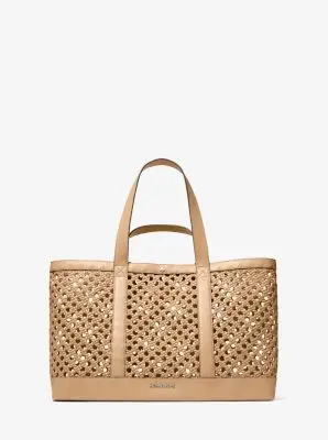 MK Borsa tote Whitley media intrecciata a mano - Marrone - Michael Kors miniatura 2