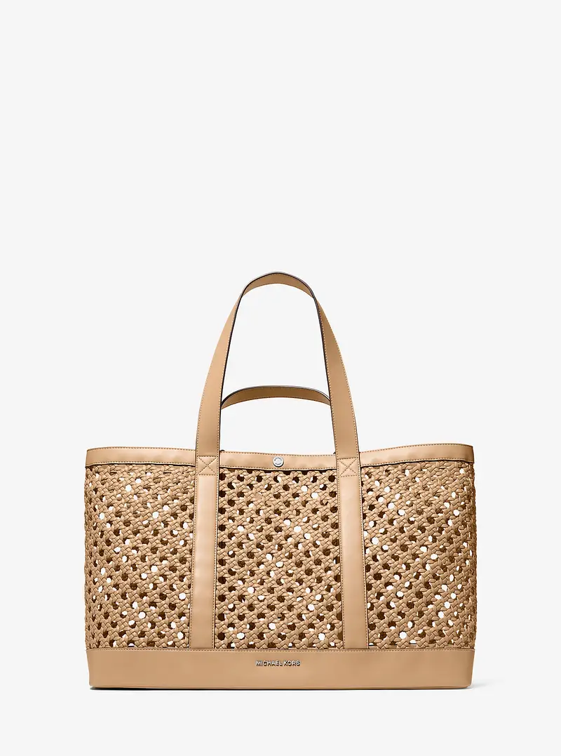 MK Borsa tote Whitley media intrecciata a mano - Marrone - Michael Kors