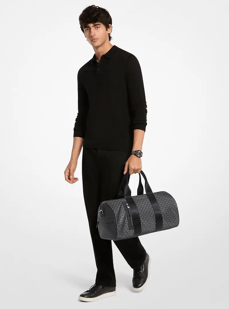 MK Borsone Brooklyn grande con stampa logo - Nero - Michael Kors miniatura 3