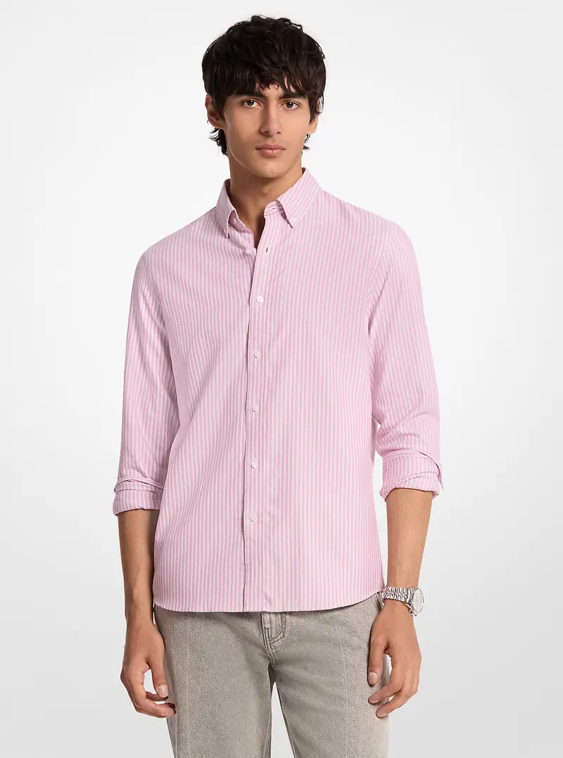 MK Camicia classica in cotone a righe - Rosso - Michael Kors