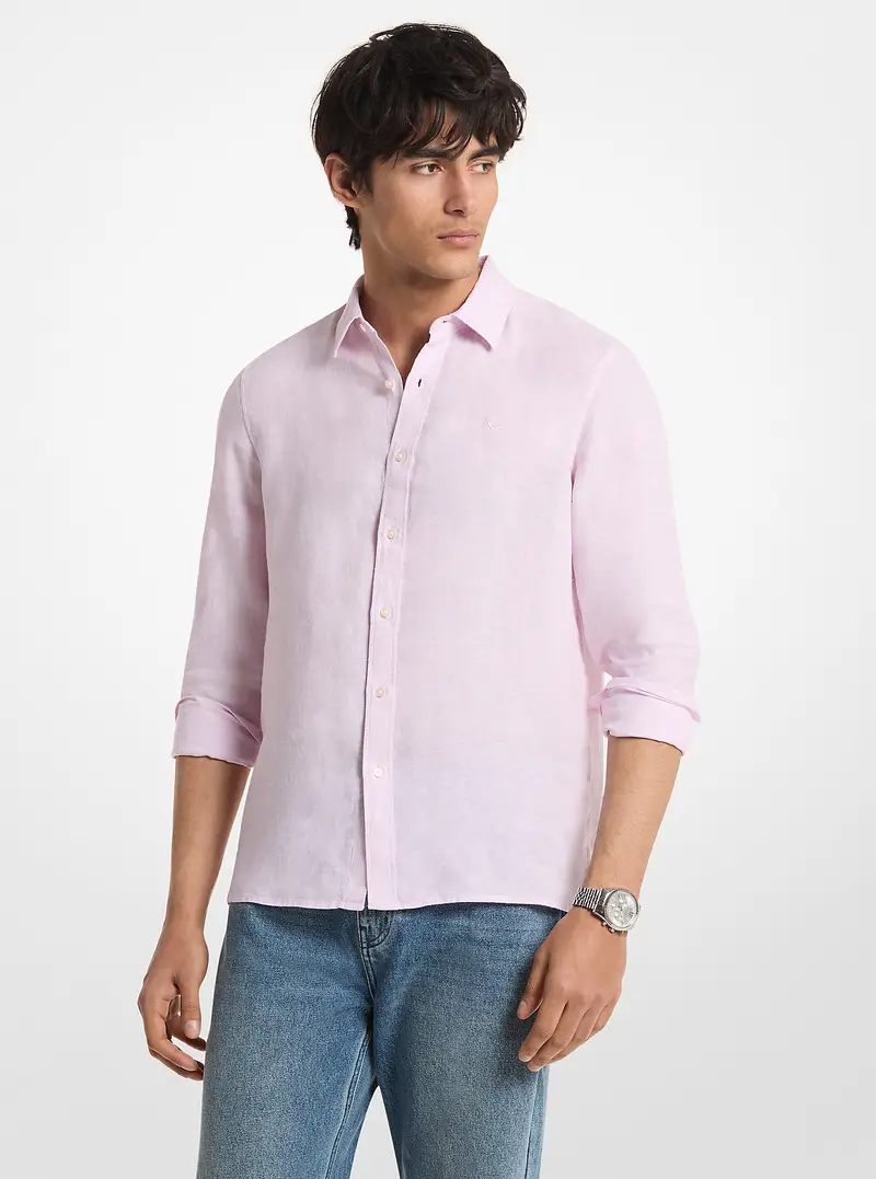 MK Camicia classica in lino - Rosa - Michael Kors