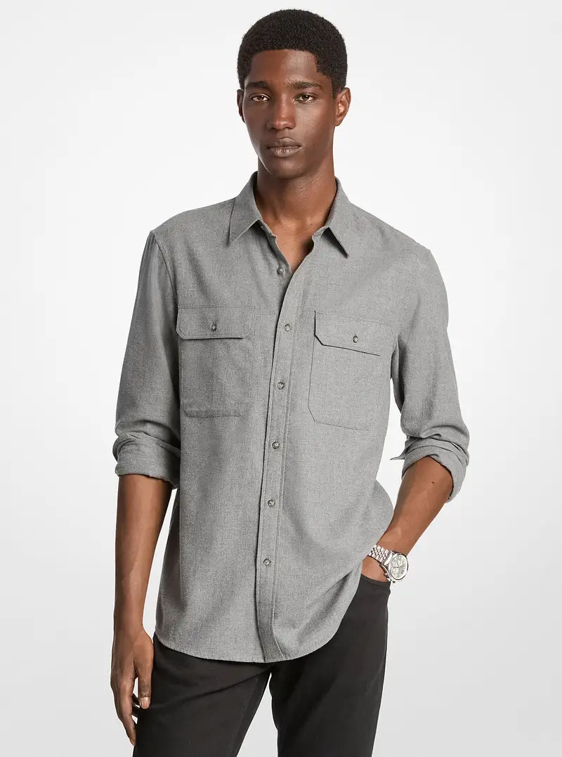 MK Camicia in flanella di cotone - Grigio - Michael Kors