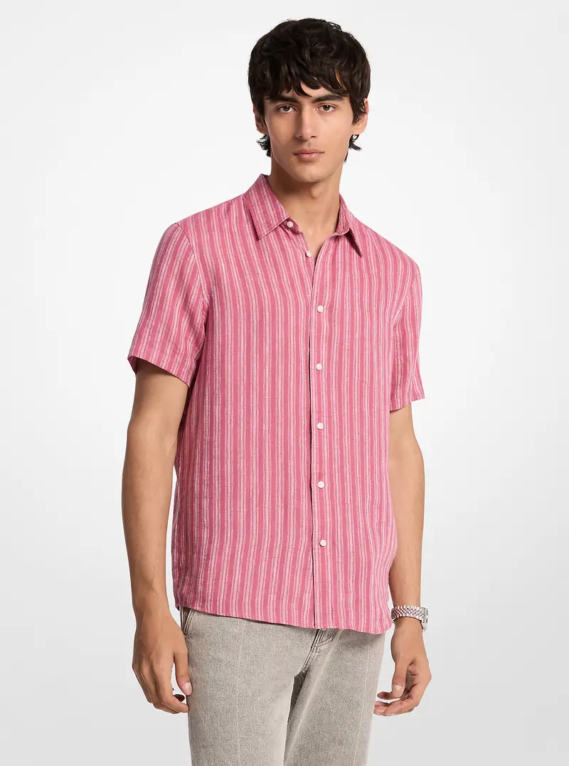 MK Camicia in lino a righe - Rosa - Michael Kors