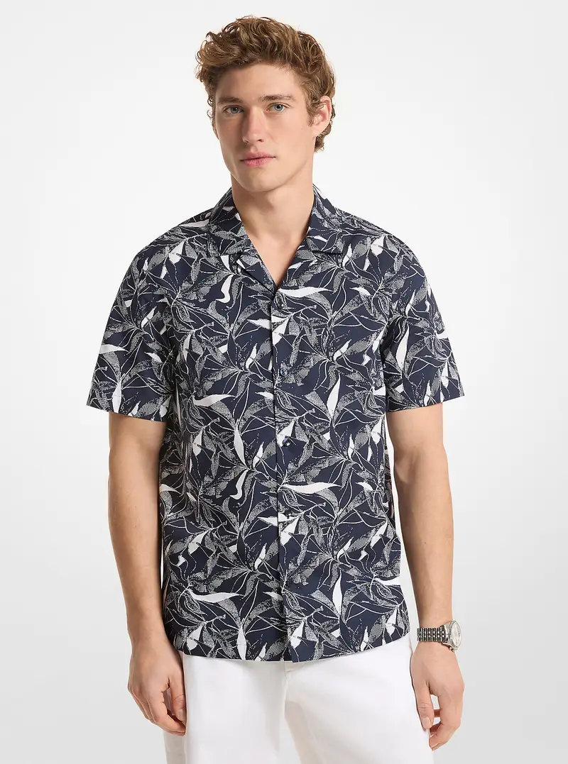 MK Camicia in misto cotone con stampa floreale - Blu - Michael Kors miniatura 2