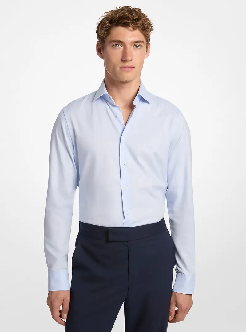 MK Camicia slim-fit in cotone dobby - Blu - Michael Kors