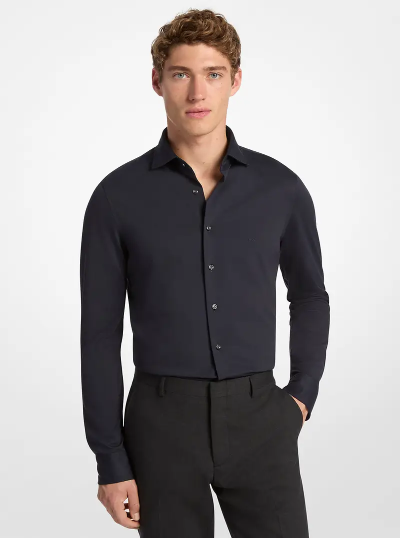 MK Camicia slim-fit in maglia tecnica - Blu - Michael Kors
