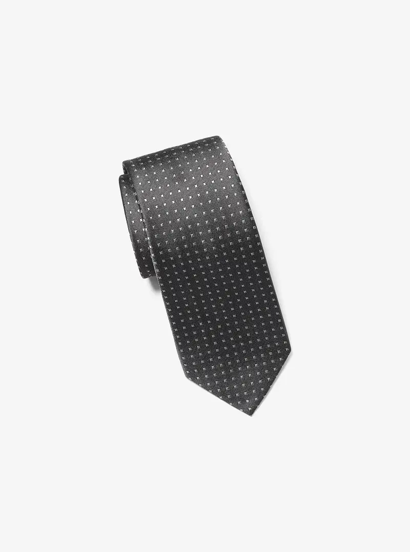 MK Cravatta in seta con motivo geometrico - Nero - Michael Kors