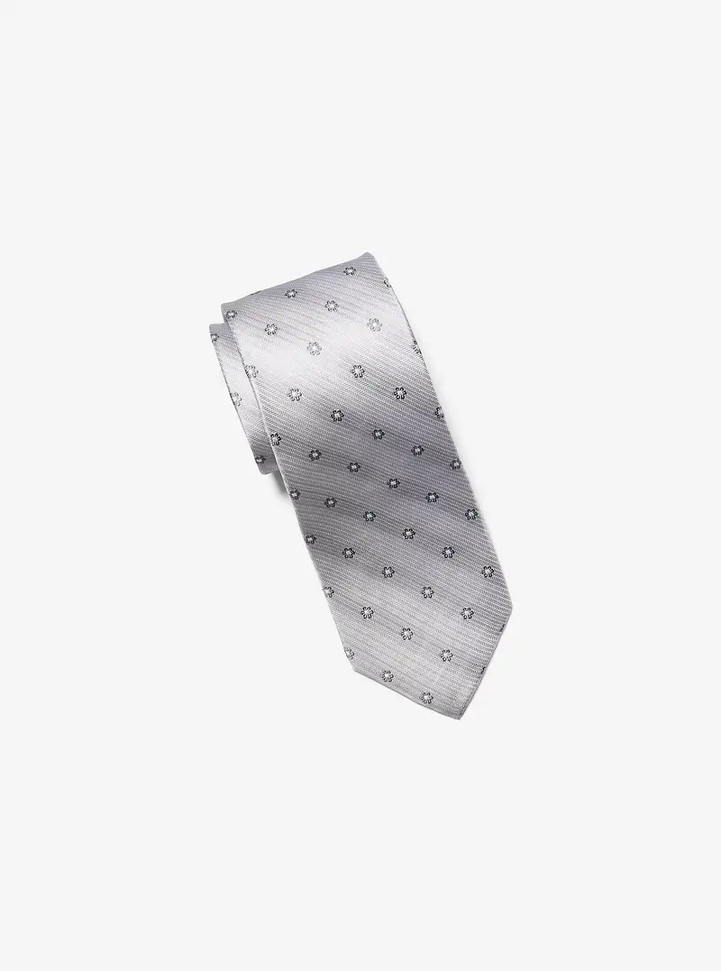 MK Cravatta in seta con ricamo floreale - Grigio - Michael Kors