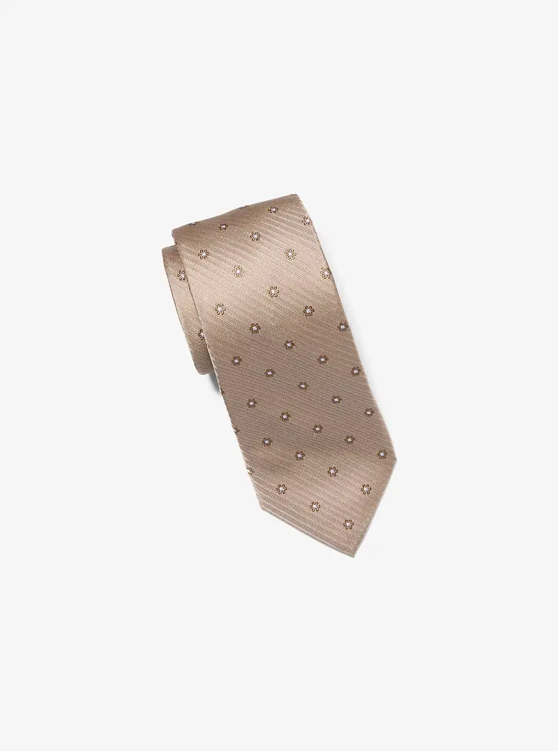 MK Cravatta in seta con ricamo floreale - Naturale - Michael Kors