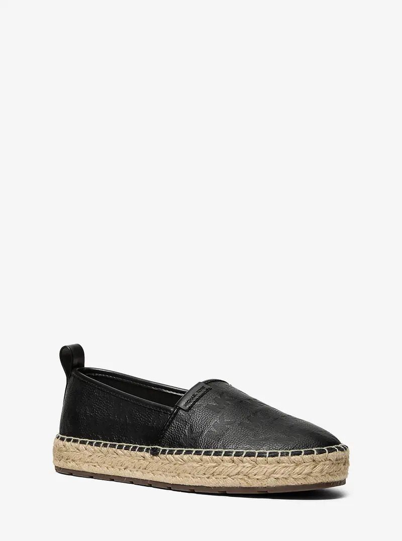 MK Espadrilla Elias in pelle con logo in rilievo - Nero - Michael Kors