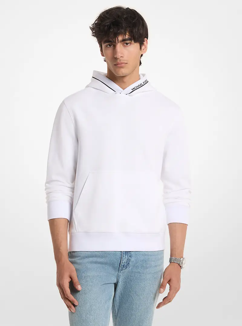 MK Felpa con cappuccio in misto cotone con logo sul bordo - Bianco - Michael Kors
