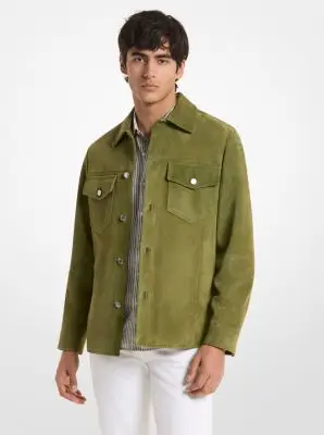 MK Giacca a camicia in pelle scamosciata - Verde - Michael Kors miniatura 2