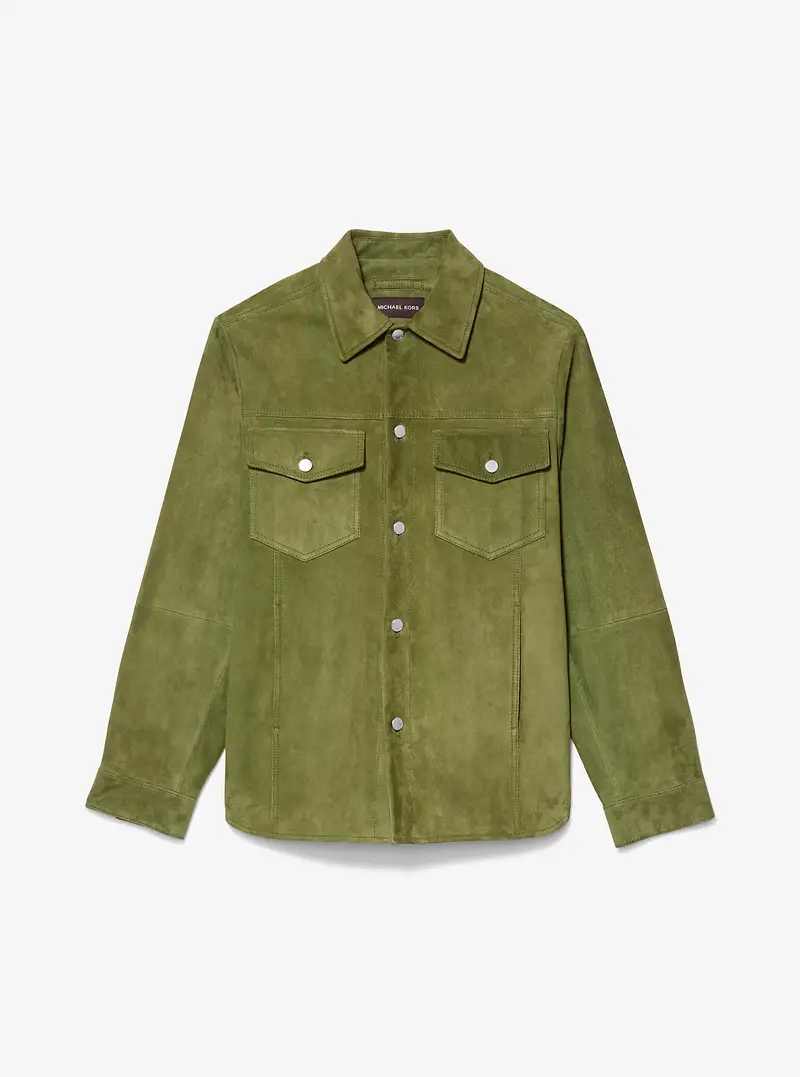 MK Giacca a camicia in pelle scamosciata - Verde - Michael Kors miniatura 3