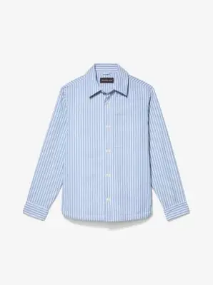 MK Giacca camicia in popeline di cotone a righe - Blu - Michael Kors miniatura 2