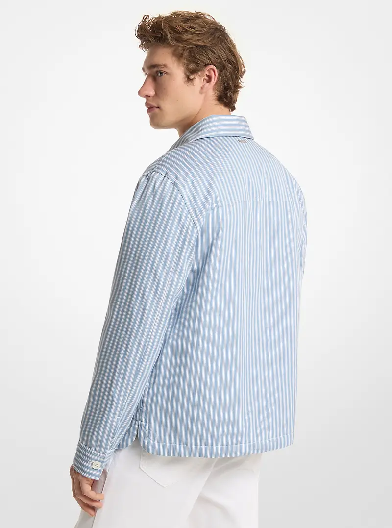 MK Giacca camicia in popeline di cotone a righe - Blu - Michael Kors miniatura 3