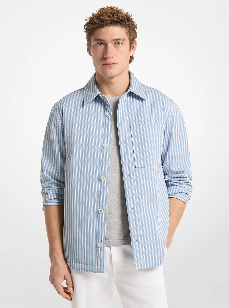 MK Giacca camicia in popeline di cotone a righe - Blu - Michael Kors