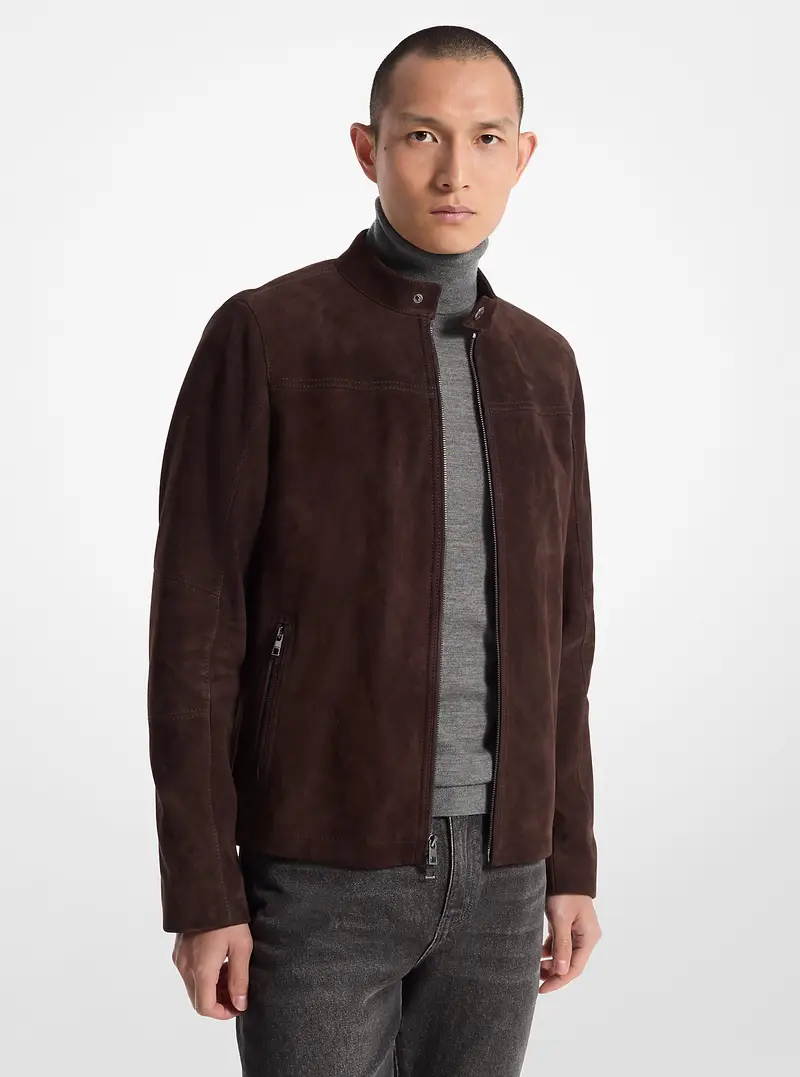 MK Giacca Racer in scamosciato - Marrone - Michael Kors