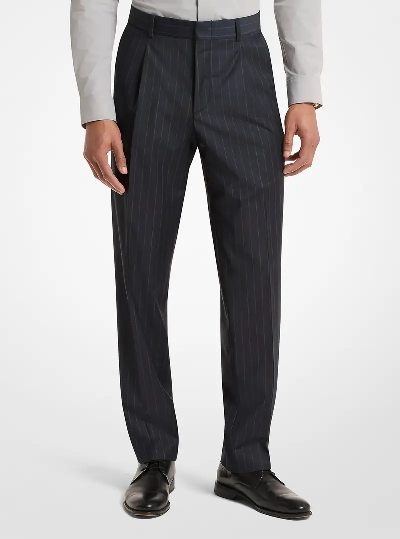 MK Pantalone gessato in lana tecnica - Blu - Michael Kors