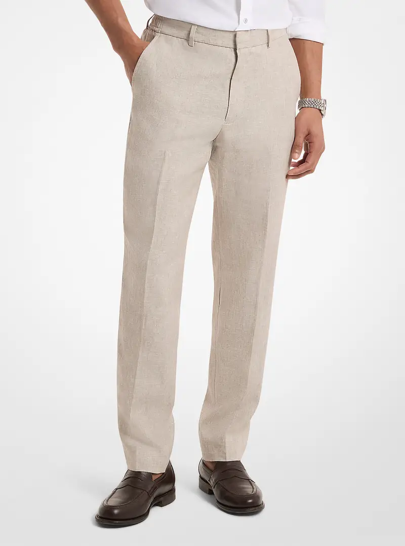 MK Pantalone in lino con coulisse - Naturale - Michael Kors