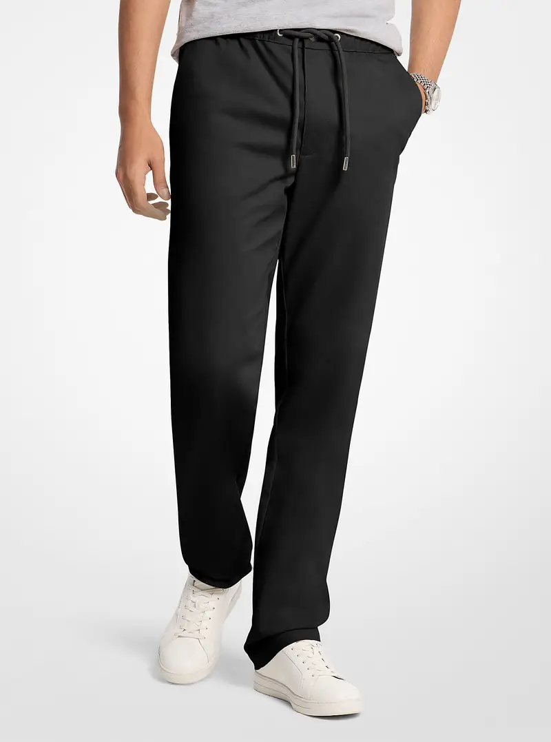 MK Pantaloni in cotone stretch con coulisse - Nero - Michael Kors