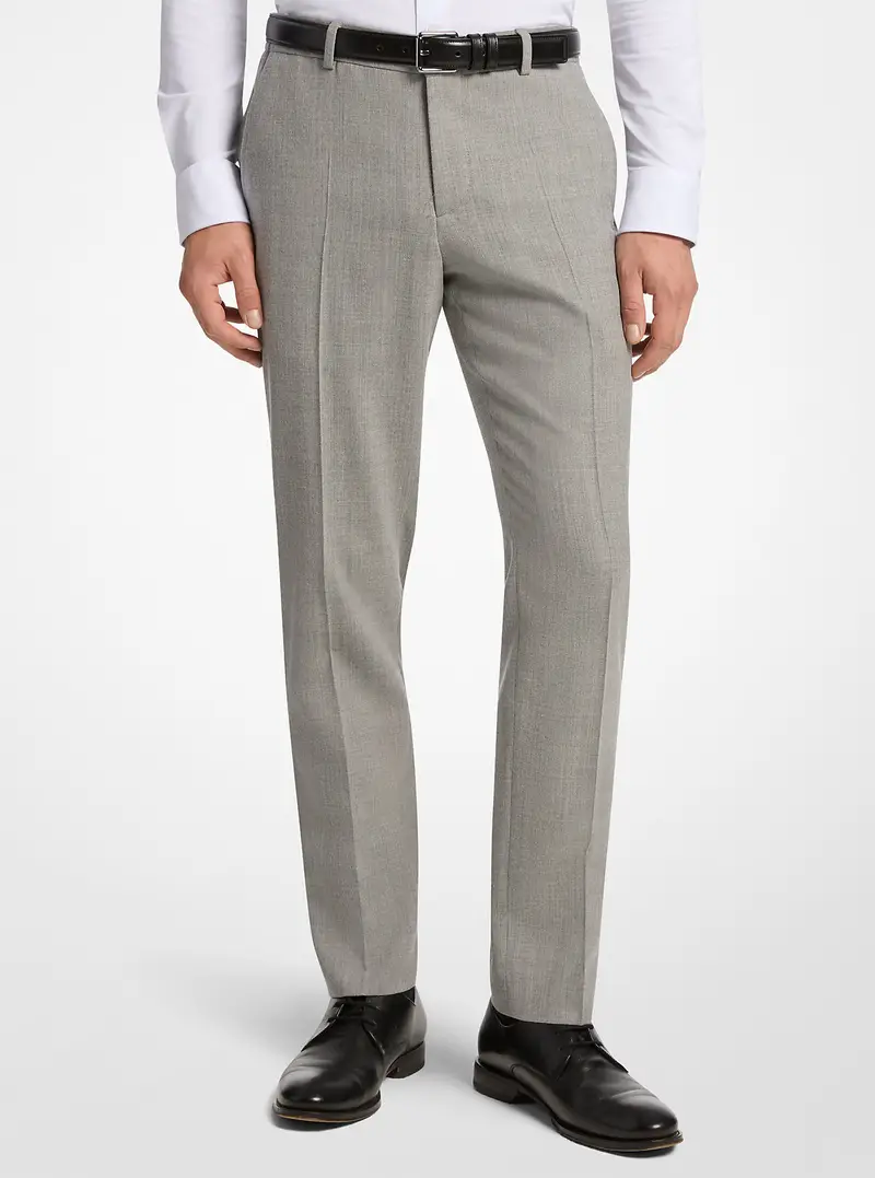 MK Pantaloni slim fit in flanella di lana stretch - Grigio - Michael Kors