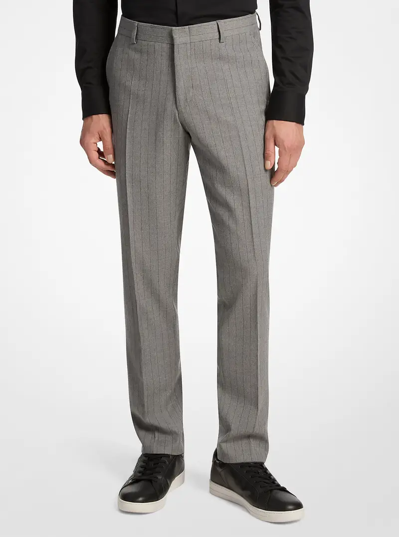 MK Pantaloni slim-fit in misto lana stretch con motivo gessato - Grigio - Michael Kors