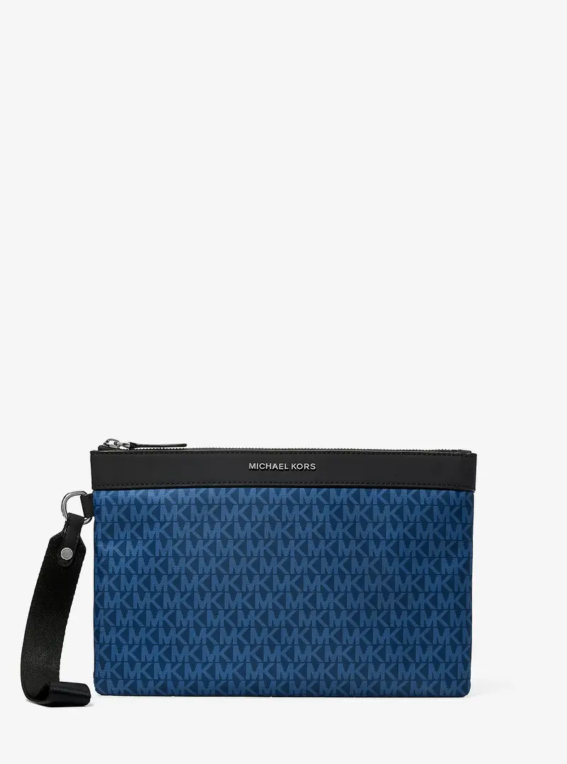 MK Pochette da viaggio Brooklyn con stampa logo - Blu - Michael Kors