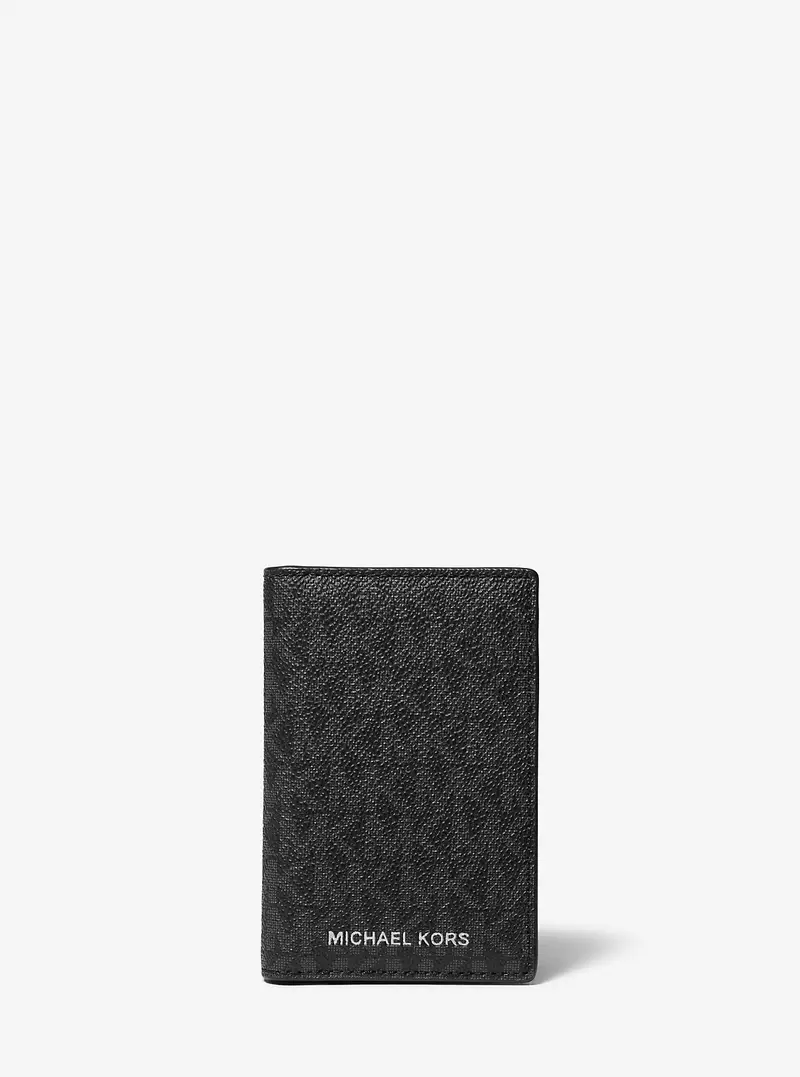 MK Porta carte di credito a libro Hudson con logo - Nero - Michael Kors