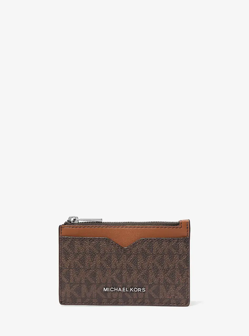 MK Porta carte di credito Hudson con logo - Marrone - Michael Kors