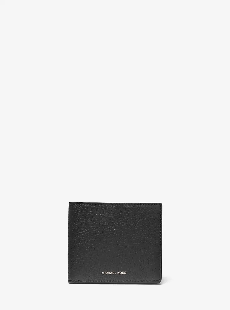 MK Portafoglio a libro Hudson in pelle martellata - Nero - Michael Kors miniatura 3