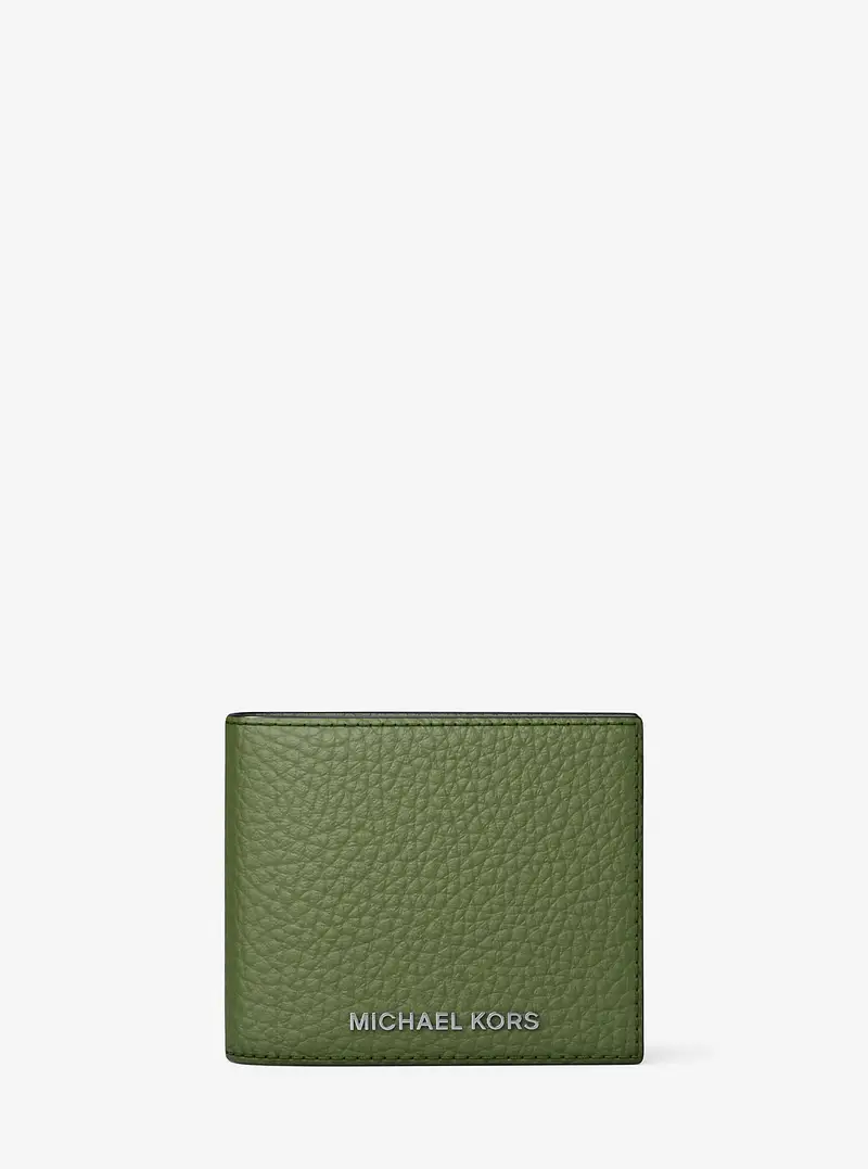 Michael Kors Mens Portafoglio a libro Hudson in pelle martellata verde